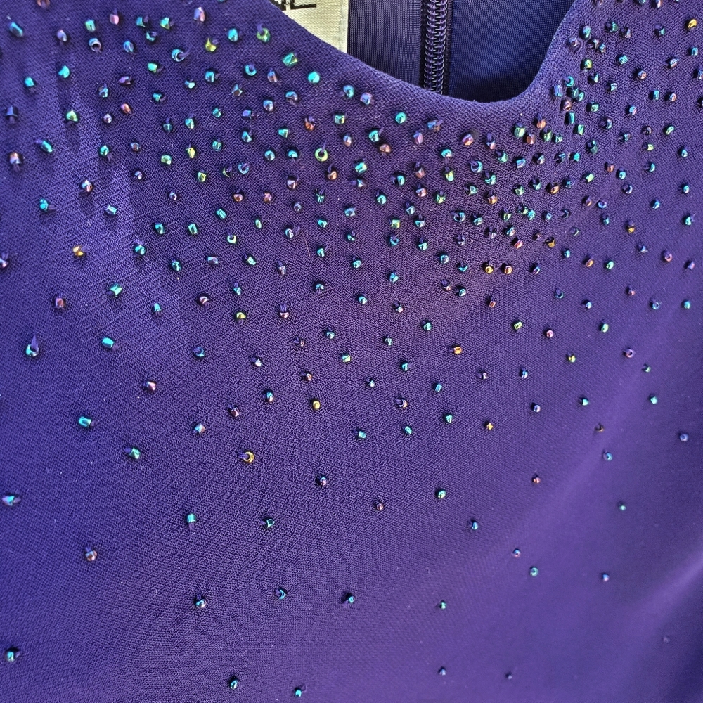 ❤SOLD❤EVAN-PICONE Beaded High Neck Cocktail Sheath 💜  Special Occasion Dress 👗 - Picture 6 of 15